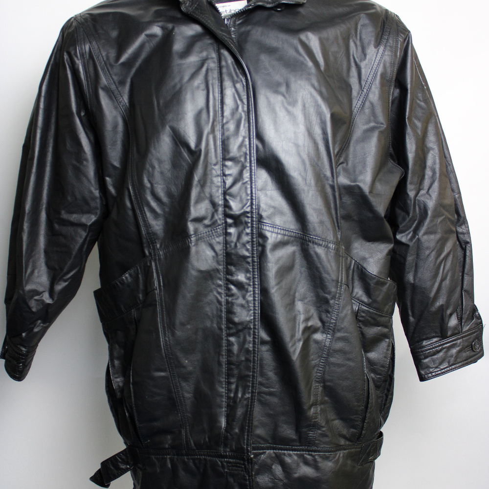 Tibor XXL Long Sleeve Black Leather Jacket